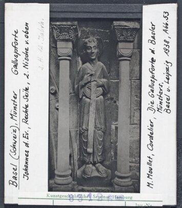 Vorschaubild Basel: Münster, Galluspforte, Johannes d. Evangelist, Rechte Seite. 2. Hälfte 12. Jhd. Diasammlung